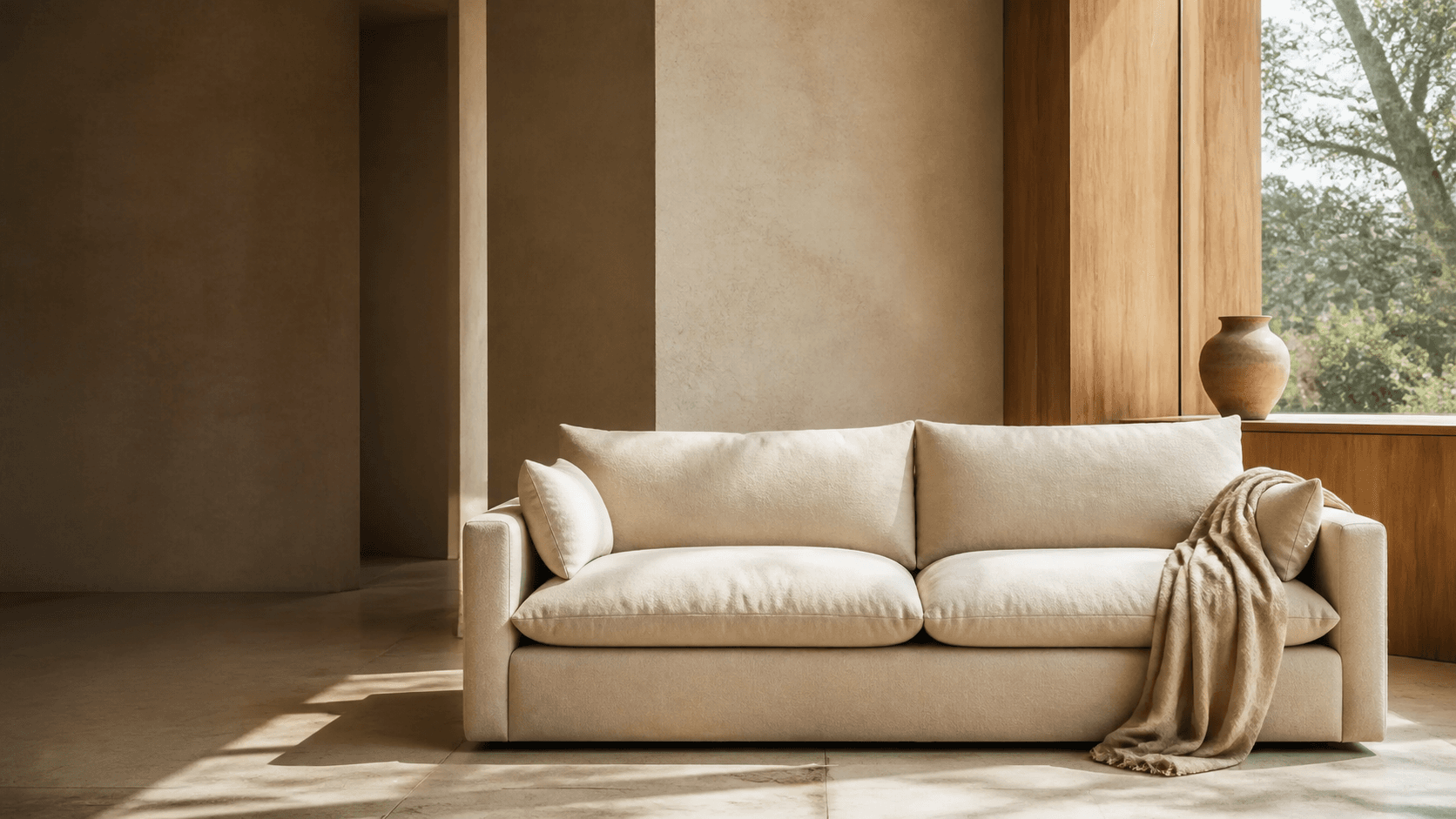 A Covelle sofa in a calm, naturally lit living room